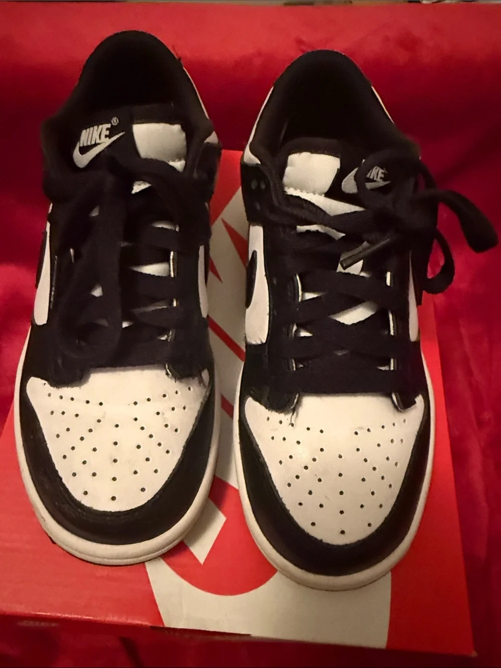 Nike Dunk Low (GS) Box Label - White/Black on Red